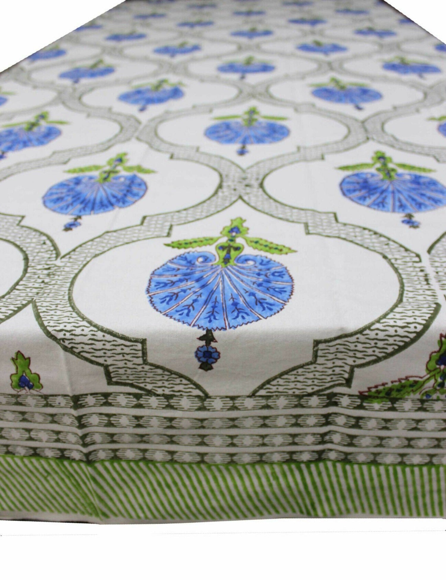 Hand Block Print Table Cloth - 60x90" Cotton, Orange